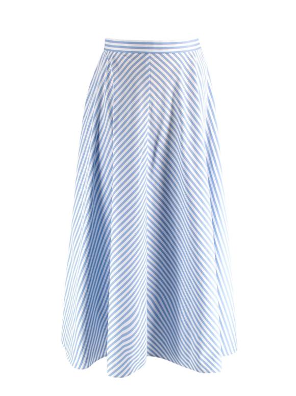 Polo Ralph Lauren Blue Stripe A-line Midi Skirt