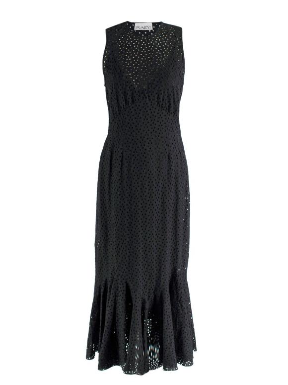 RAEY Black Broidery Anglaise Sleeveless Midi Dress