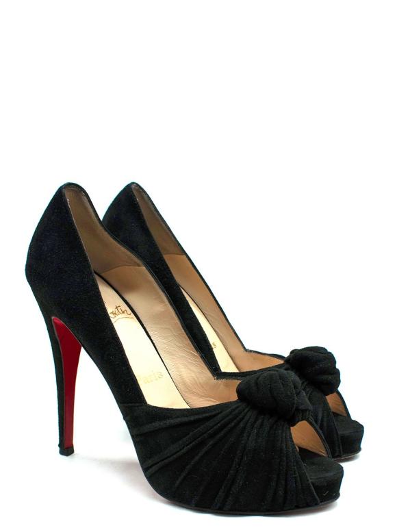 Louboutin Black Suede Peep Toe Pump Heels