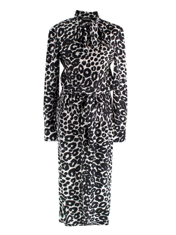 Tom Ford Black and White Leopard Print Silk Dress
