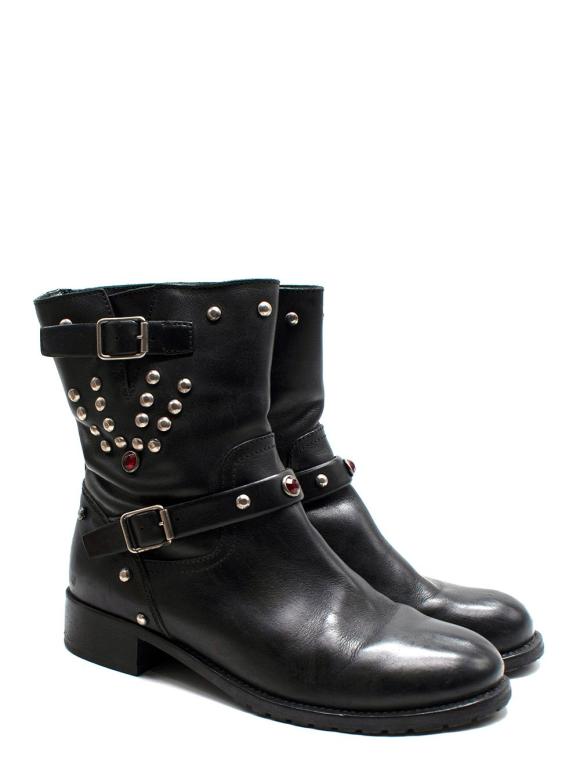Ralph Lauren Stud Detail Black Ankle Boots