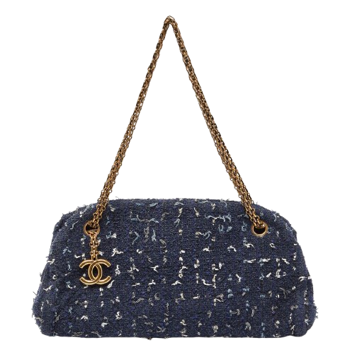 Chanel Blue Tweed Mademoiselle Shoulder Bag