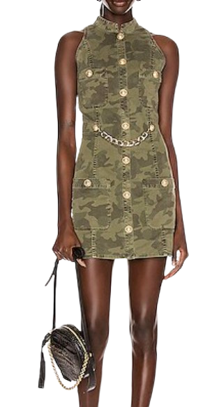 Balmain Camouflage Button Front Dress