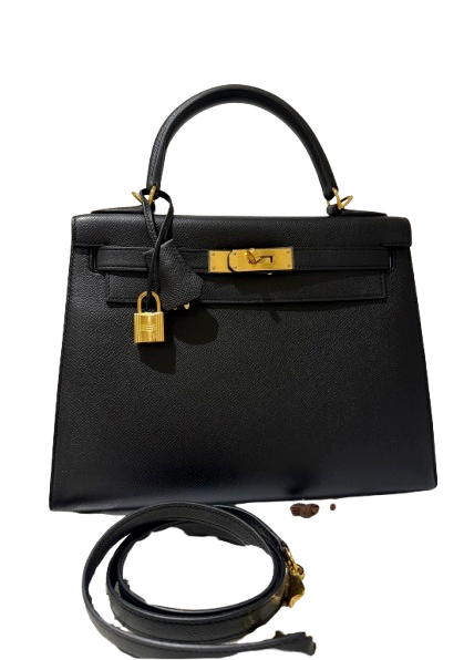Hermes Black Epsom Leather Kelly 28