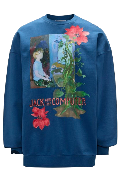 JW Anderson Blue Cotton Floral Graphic Sweashirt