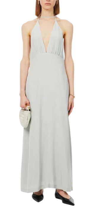 Toteme Plunge-Neck Gathered Silk Maxi Dress