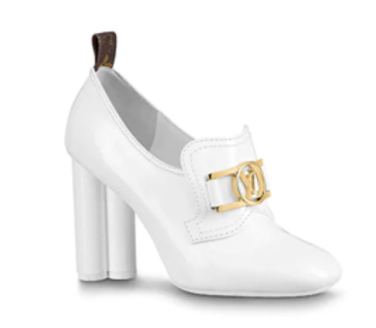 Louis Vuitton White Block Heel Loafer Style Shoes