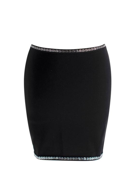 Alexander Wang Black Crystal-Cut Miniskirt
