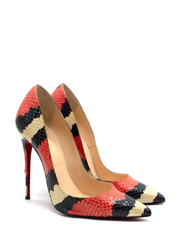 Christian Louboutin So Kate Tricolour Python Heels