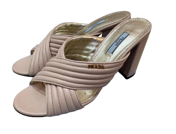 Prada Nude Leather Heeled Mules