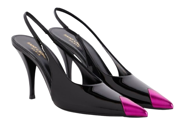 Saint Laurent Black Patent Vesper Slingback Pumps