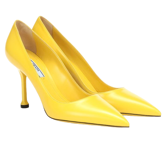 Prada Yellow Leather Heeled Pumps