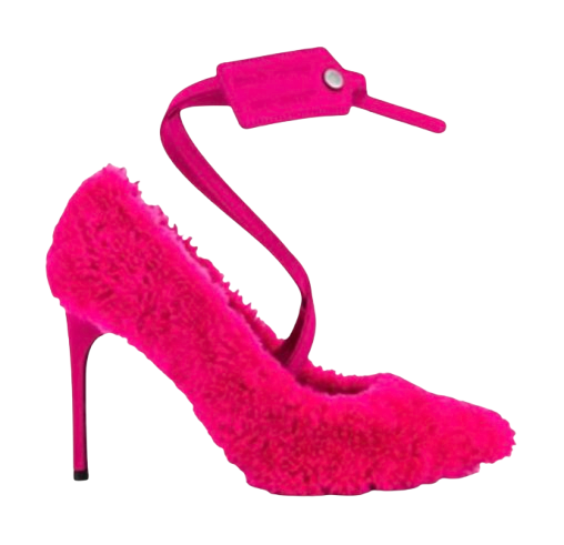 Off White Pink Shearling Pumps