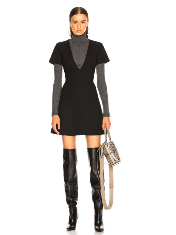 Chloe Black Virgin Wool And Silk Mini Dress