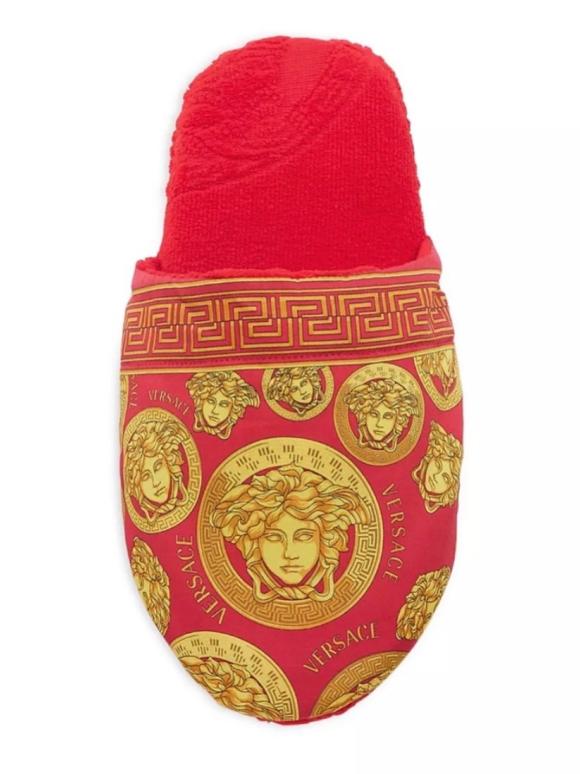 Versace Red Medusa Print Slippers