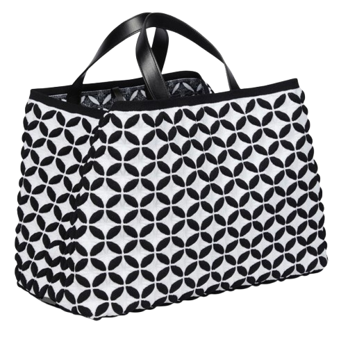 Alaia Black And White Knit Calfskin Maille Marco Petale Cabas tote.