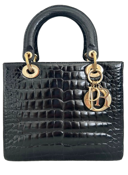 Dior Medium Lady Dior Black Alligator Bag