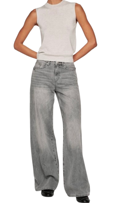 DL 1961 Grey Washed Wide Leg Jeans