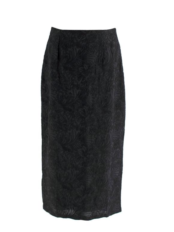 Mara Hoffman Embroidered Black Midi Skirt