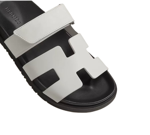 Hermes White Leather Chypre sandals