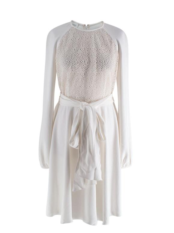 Giambattista Valli Lace Top White Crepe Mini Dress