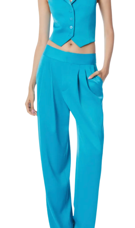 Alice + Olivia Turquoise Backless Waistcoat and Tailored Pant
