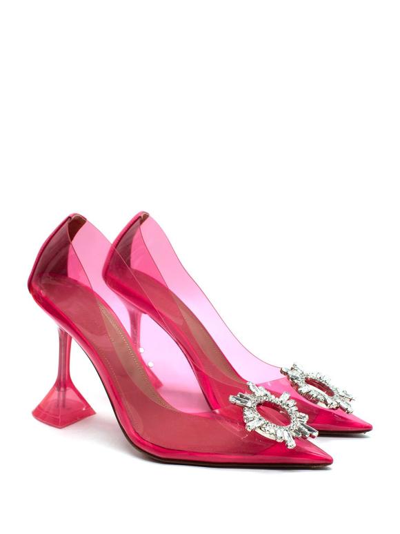 Amina Muaddi Begum Emellished Pink PVC Pump
