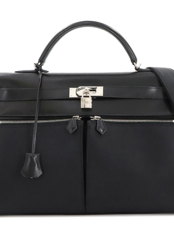 Hermes Hermès Black Kelly Lakis 40 With Silver Hardware