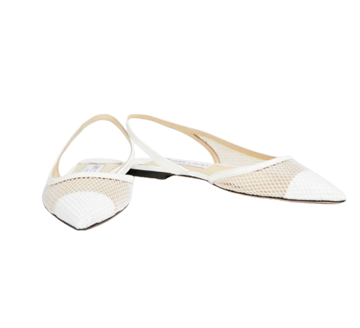 Jimmy Choo White Patent Mesh Flat Sandals