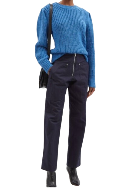 Isabel Marant Etoile Navy 'Phil' Trousers with Silver Zip