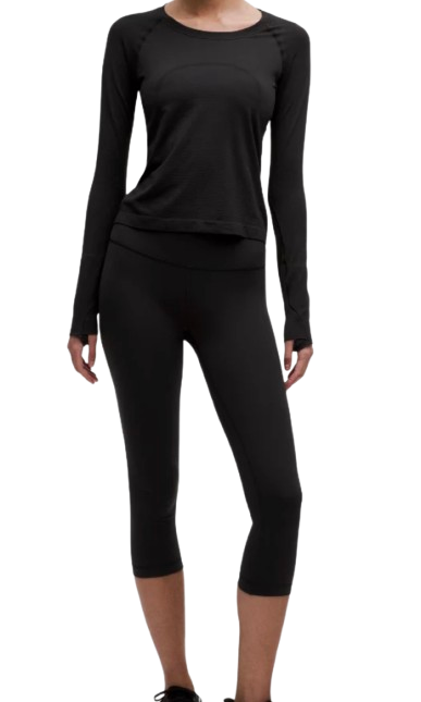 Lululemon Black Wunder Under HR Crop Yoga Pants 21"