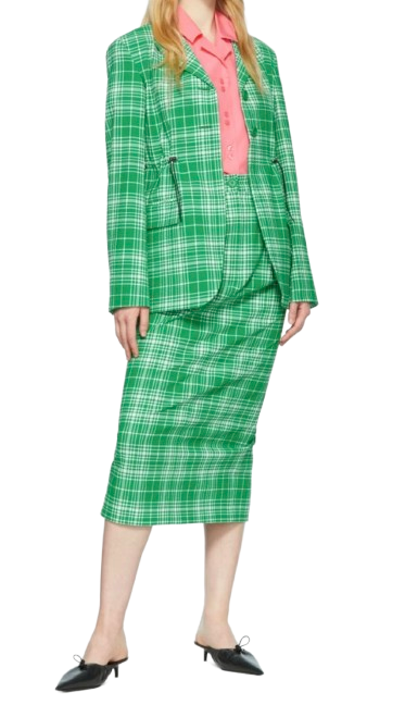 Sportmax Green Check Midi Skirt