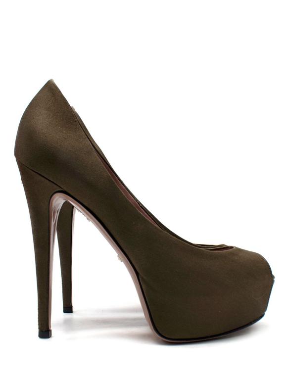 Gucci Olive Satin Platform Pumps
