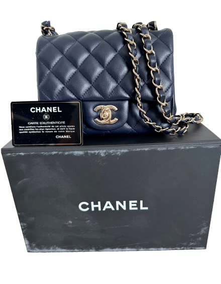 Chanel Quilted Navy Square Mini Flap Bag
