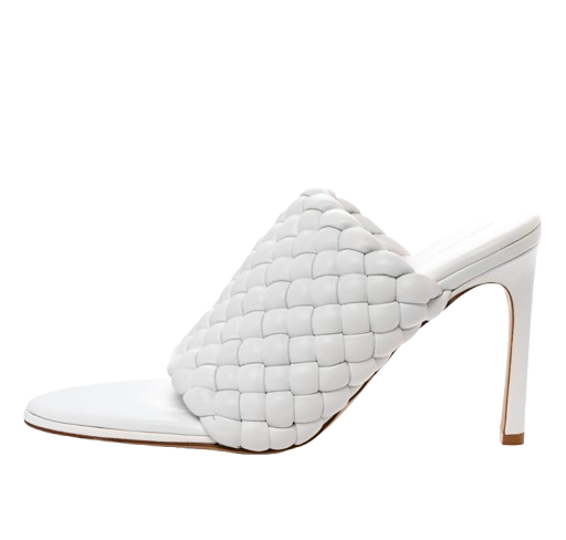 Bottega Veneta White Lido Leather Mules