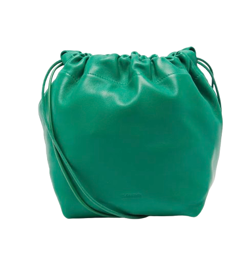 Jil Sander Green Leather Drawstring Bag