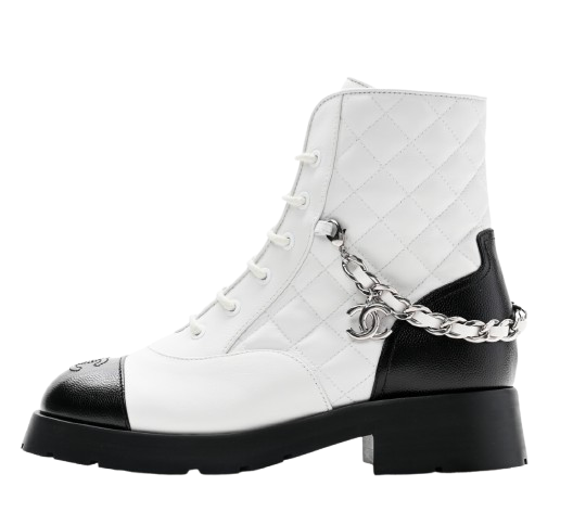 Chanel Quilted Leather Lace Up Boots
