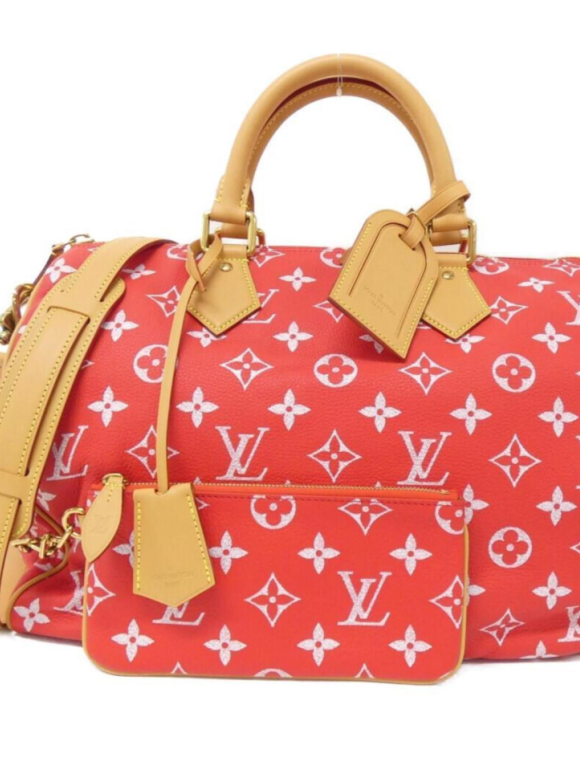 Louis Vuitton Monogram Speedy Bandouliere 40cm Boston Bag Red