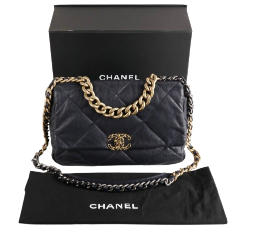 Chanel Navy Blue 19 Large Flap Bag