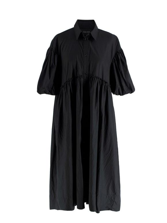 Simone Rocha Black Cotton Poplin Midi Dress