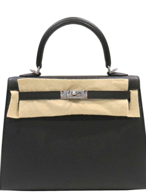 Hermes Hermès Kelly 25 Black Epsom With Silver Hardware