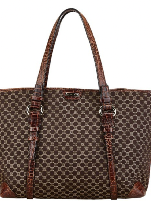Celine Céline Triomphe Brown Macadam Canvas Tote Bag Dark brown