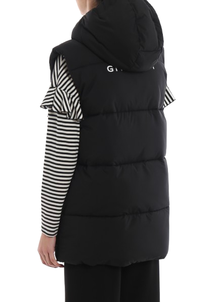 Givenchy Logo Black Sleeveless Hooded Puffer Jacket