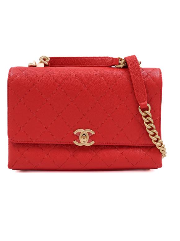 Chanel Red Grained Calfskin Small Stitched Flap Bag