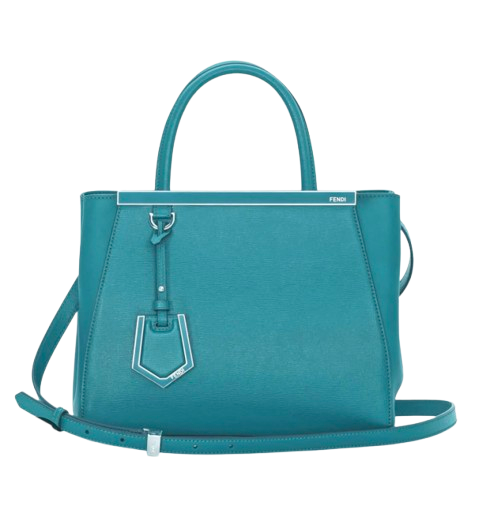 Fendi 2Jours Teal Leather Tote