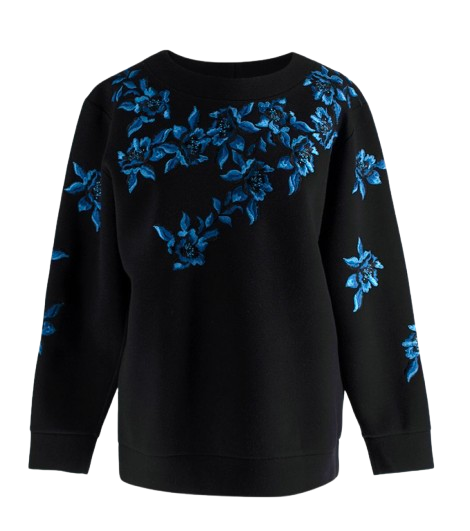 Ermanno Scervino Blue Floral Embroidered Sweatshirt