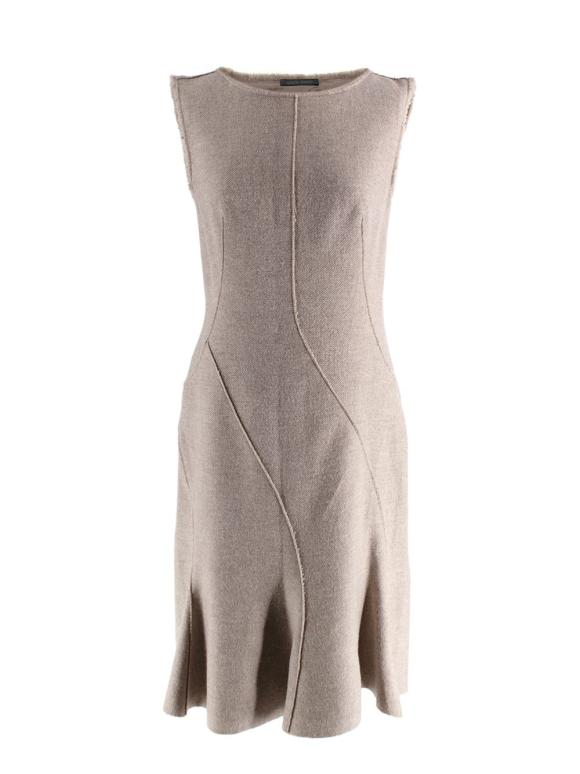 Alberta Ferretti Taupe Wool Midi Dress