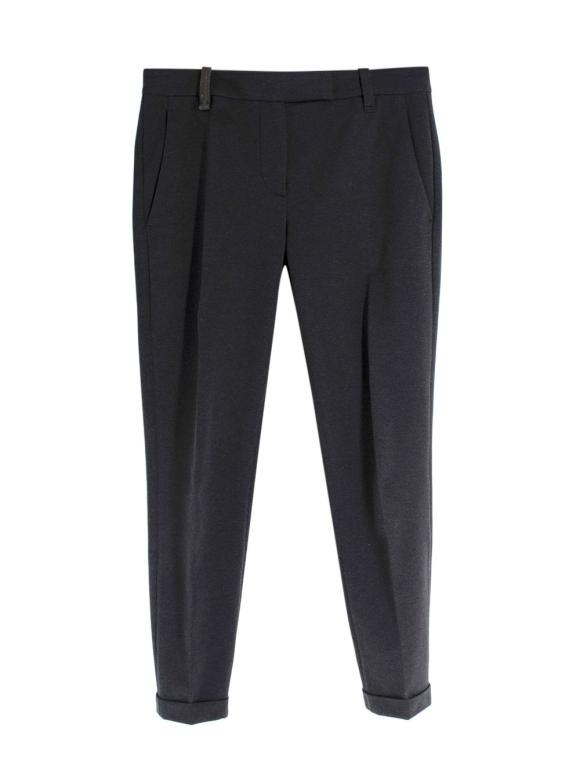 Brunello Cucinelli Grey Fitted Trousers with Signature Detail
