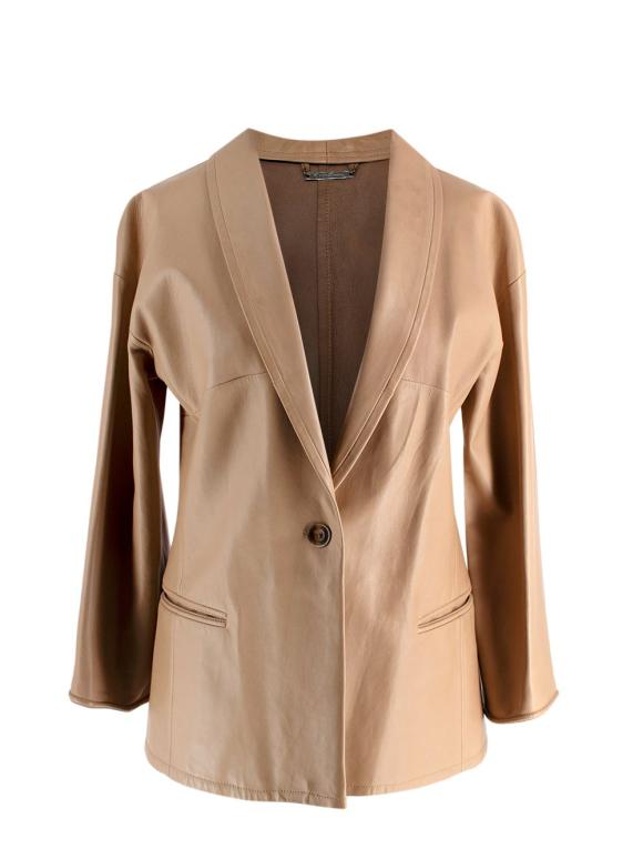 Giorgio Armani Beige Leather Blazer