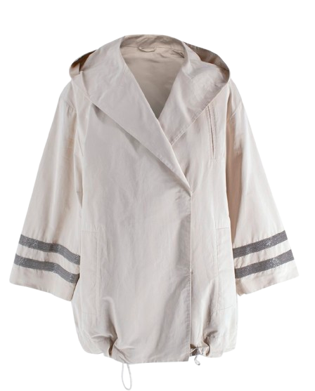 Brunello Cucinelli Beige Rain Jacket With Signature Detaik